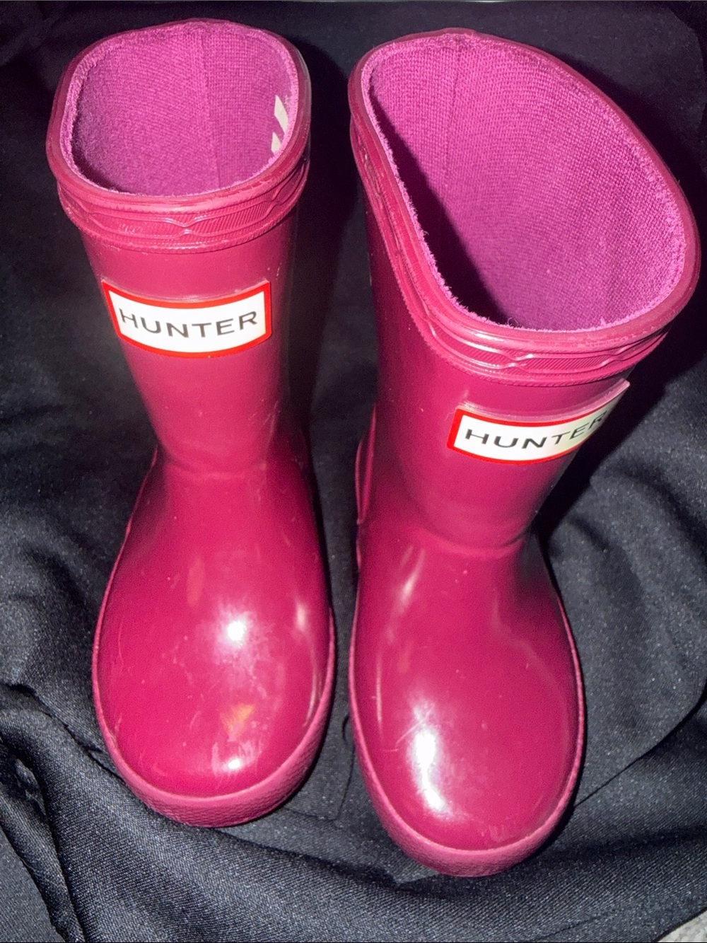 Hunter Kids First Classic Gloss Rain Boots in Raspberry Pink Size US 5
